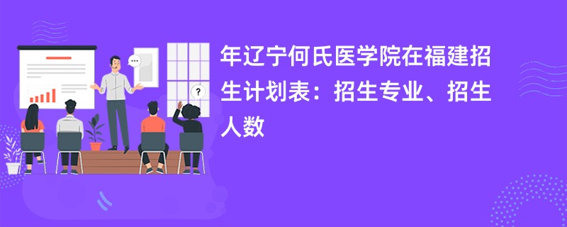 2024年辽宁何氏医学院在福建招生计划表：招生专业、招生人数