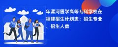 2024年漯河医学高等专科学校在福建招生计划表：招生专业、招生人数