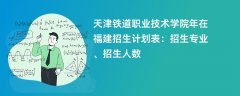 天津铁道职业技术学院2024年在福建招生计划表:招生专业、招生人数