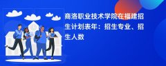 商洛职业技术学院在福建招生计划表2024年:招生专业、招生人数
