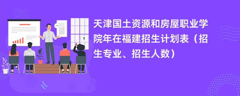 天津国土资源和房屋职业学院2024年在福建招生计划表（招生专业、招生人数）