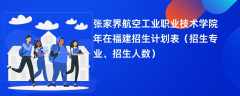 张家界航空工业职业技术学院2024年在福建招生计划表（招生专业、招生人数）