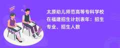 太原幼儿师范高等专科学校在福建招生计划表2024年：招生专业、招生人数