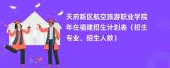 天府新区航空旅游职业学院2024年在福建招生计划表（招生专业、招生人数）