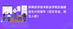 蚌埠经济技术职业学院在福建招生计划表2024年（招生专业、招生人数）