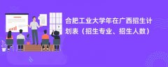 合肥工业大学2024年在广西招生计划表(招生专业、招生人数)
