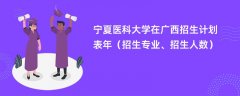 宁夏医科大学在广西招生计划表2024年(招生专业、招生人数)