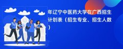 2024年辽宁中医药大学在广西招生计划表(招生专业、招生人数)
