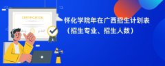 怀化学院2024年在广西招生计划表(招生专业、招生人数)