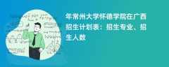 2024年常州大学怀德学院在广西招生计划表：招生专业、招生人数