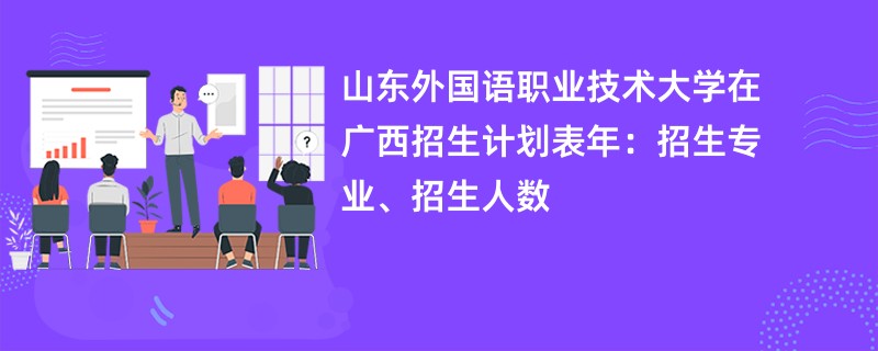 山东外国语职业技术大学在广西招生计划表2024年：招生专业、招生人数