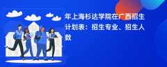 2024年上海杉达学院在广西招生计划表：招生专业、招生人数