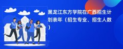 黑龙江东方学院在广西招生计划表2024年(招生专业、招生人数)