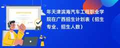 2024年天津滨海汽车工程职业学院在广西招生计划表（招生专业、招生人数）