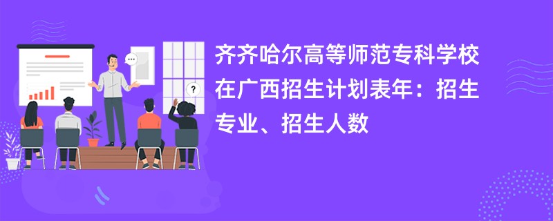 齐齐哈尔高等师范专科学校在广西招生计划表2024年:招生专业、招生人数