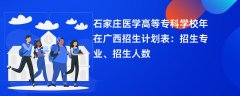 石家庄医学高等专科学校2024年在广西招生计划表：招生专业、招生人数