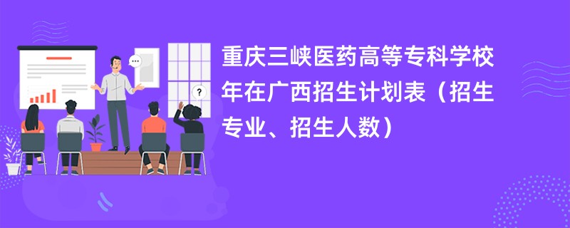 重庆三峡医药高等专科学校2024年在广西招生计划表（招生专业、招生人数）