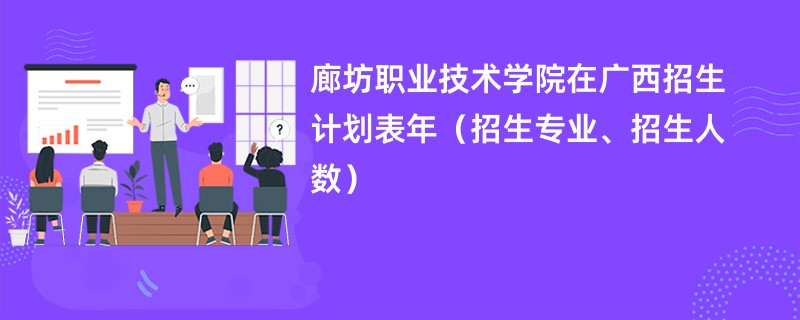 廊坊职业技术学院在广西招生计划表2024年（招生专业、招生人数）