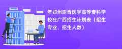2024年郑州澍青医学高等专科学校在广西招生计划表（招生专业、招生人数）