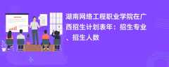 湖南网络工程职业学院在广西招生计划表2024年：招生专业、招生人数