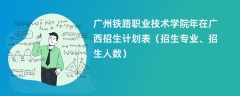 广州铁路职业技术学院2024年在广西招生计划表（招生专业、招生人数）