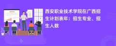 西安职业技术学院在广西招生计划表2024年：招生专业、招生人数