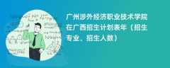 广州涉外经济职业技术学院在广西招生计划表2024年（招生专业、招生人数）