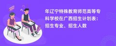 2024年辽宁特殊教育师范高等专科学校在广西招生计划表:招生专业、招生人数