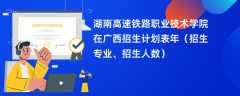 湖南高速铁路职业技术学院在广西招生计划表2024年（招生专业、招生人数）