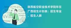陕西航空职业技术学院2024年在广西招生计划表：招生专业、招生人数
