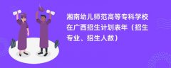 湘南幼儿师范高等专科学校在广西招生计划表2024年(招生专业、招生人数)