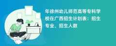 2024年徐州幼儿师范高等专科学校在广西招生计划表：招生专业、招生人数