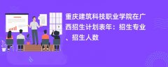 重庆建筑科技职业学院在广西招生计划表2024年:招生专业、招生人数