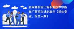 张家界航空工业职业技术学院在广西招生计划表2024年（招生专业、招生人数）