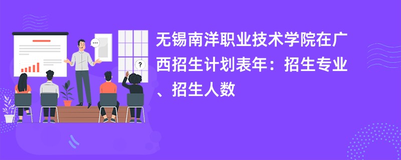 无锡南洋职业技术学院在广西招生计划表2024年：招生专业、招生人数