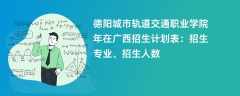 德阳城市轨道交通职业学院2024年在广西招生计划表：招生专业、招生人数