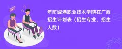2024年防城港职业技术学院在广西招生计划表(招生专业、招生人数)