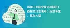 邵阳工业职业技术学院在广西招生计划表2024年：招生专业、招生人数