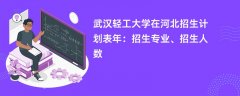 武汉轻工大学在河北招生计划表2024年:招生专业、招生人数
