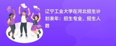 辽宁工业大学在河北招生计划表2024年:招生专业、招生人数