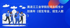 黑龙江工业学院在河北招生计划表2024年（招生专业、招生人数）