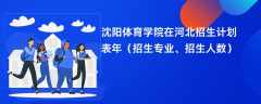 沈阳体育学院在河北招生计划表2024年（招生专业、招生人数）
