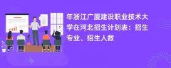2024年浙江广厦建设职业技术大学在河北招生计划表：招生专业、招生人数