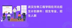 武汉生物工程学院在河北招生计划表2024年:招生专业、招生人数