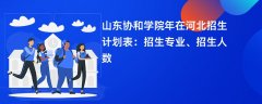山东协和学院2024年在河北招生计划表:招生专业、招生人数