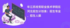 2024年江苏经贸职业技术学院在河北招生计划表：招生专业、招生人数