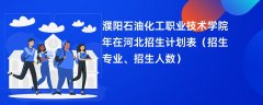 濮阳石油化工职业技术学院2024年在河北招生计划表(招生专业、招生人数)