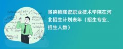 景德镇陶瓷职业技术学院在河北招生计划表2024年(招生专业、招生人数)