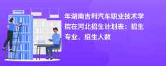 2024年湖南吉利汽车职业技术学院在河北招生计划表：招生专业、招生人数