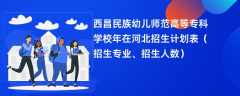 西昌民族幼儿师范高等专科学校2024年在河北招生计划表（招生专业、招生人数）